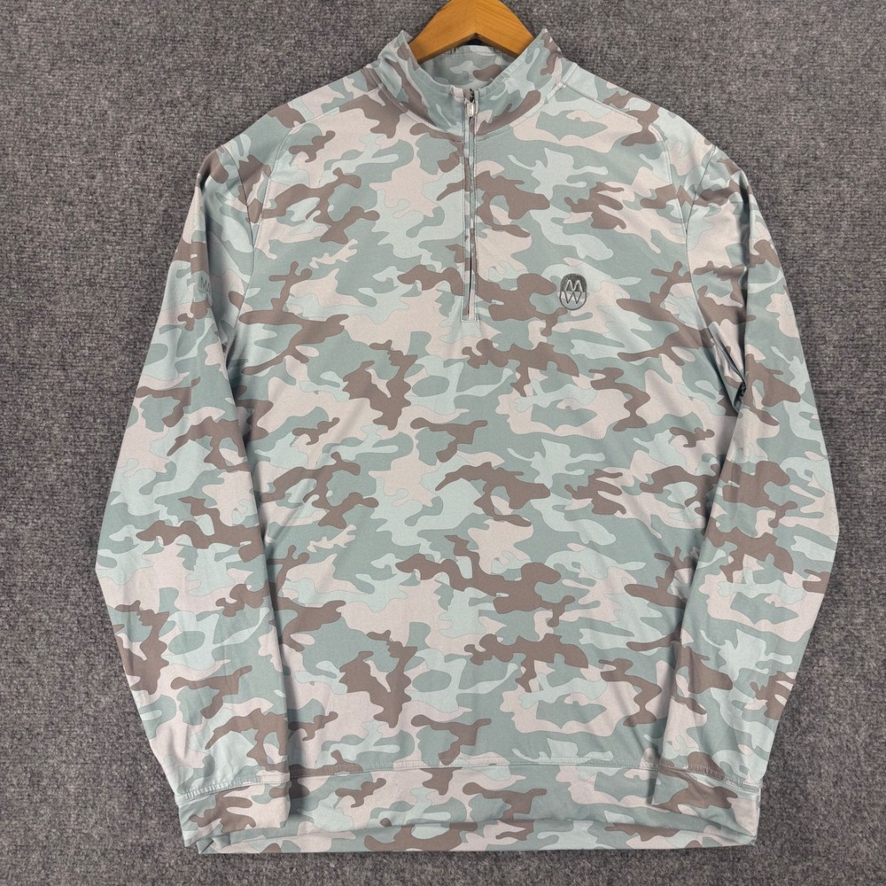 johnnie-O Camo 1/4 Zip Pullover Men's Large Blue Spandex golf athleisure